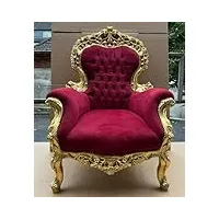 casa padrino fauteuil baroque bordeaux rouge/or - fauteuil de salon de style antique fait main - meubles de style antique - meubles de salon baroques