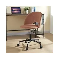 [en.casa] chaise de bureau à hauteur réglable fauteuil pivotant à 360° siège confort avec roulettes capacité 130 kg velours polyester métal 77-87 x 51 x 54 cm orange