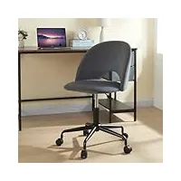 [en.casa] chaise de bureau à hauteur réglable fauteuil pivotant à 360° siège confort avec roulettes capacité 130 kg velours polyester métal 77-87 x 51 x 54 cm gris