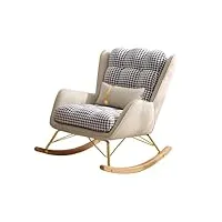 nrnqmtfz chaise à bascule moderne,confortable relax rocking chair,fauteuil bascule allaitement en similicuir,fauteuil de relaxation avec patins en bois(off white)