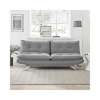 mobilier-deco rita - canapé clic clac 3 places en tissu gris clair