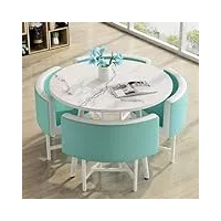 epuzer table à manger avec 4 chaises table conférence réception table basse coffre rond, table bar table cuisine avec chaise plateau en bois (color : sky blue)