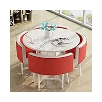epuzer table à manger avec 4 chaises table conférence réception table basse coffre rond, table bar table cuisine avec chaise plateau en bois (color : rouge)