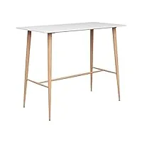 toshilian table de bar, table de bistrot table haute de cuisine table de bar blanc 120x60x105 cm