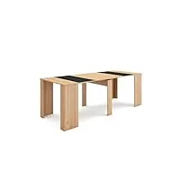 skraut home | table console extensible | console meuble | 220 | pour 10 personnes | table à manger | style moderne | chêne et noir