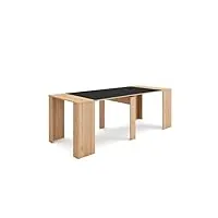 skraut home | table console extensible | console meuble | 220 | pour 10 personnes | table à manger | style moderne | chêne et noir
