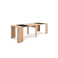 skraut home | table console extensible | console meuble | 260 | pour 12 personnes | table à manger | style moderne | chêne et noir