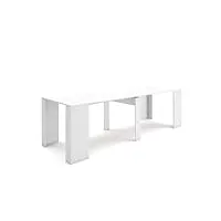 skraut home | table console extensible | console meuble | 260 | pour 12 personnes | table à manger | style moderne | blanc