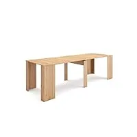 skraut home | table console extensible | console meuble | 260 | pour 12 personnes | table à manger | style moderne | chêne