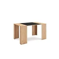 skraut home | table console extensible | console meuble | 140 | pour 6 personnes | table à manger | style moderne | chêne et noir