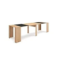 skraut home | table console extensible | console meuble | 300 | pour 14 personnes | table à manger | style moderne | chêne et noir