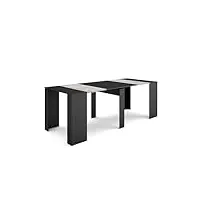 skraut home | table console extensible | console meuble | 220 | pour 10 personnes | table à manger | style moderne | noir