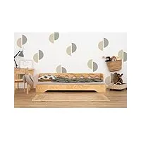 smartwood lit enfant 80x160 tila 5s - lit avec sommier à lattes - meubles de chambre d'enfant - lit enfant en bois avec barriere - différentes variantes - bois vernis - 160x80 lit simple