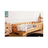 smartwood lit enfant 80x180 tila 1l - lit avec sommier à lattes - meubles de chambre d'enfant - lit enfant en bois avec barriere - différentes variantes - bois vernis - 180x80 lit simple