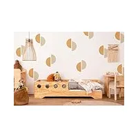 smartwood lit enfant 100x190 tila 5p - lit avec sommier à lattes - meubles de chambre d'enfant - lit enfant en bois avec barriere - différentes variantes - bois vernis - 190x100 lit simple