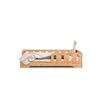 smartwood lit enfant 90x190 tila 1l - lit avec sommier à lattes - meubles de chambre d'enfant - lit enfant en bois avec barriere - différentes variantes - bois vernis - 190x90 lit simple