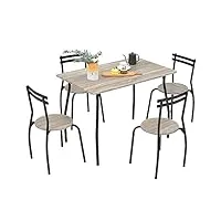 relax4life ensemble table à manger avec 4 chaises rondes, table salle à manger 107x68x77 cm avec cadre en métal, style moderne pour salle à manger salon cuisine