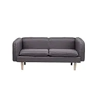 otufan canapé 3 places, canapé-lit amovible en éponge lavable avec 2 oreillers, canapés gris de style simple avec pieds en bois pour salon et appartement(180m)