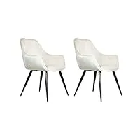 mevsim store chaise de salle à manger lot de 2 velours beige - chaise de salon - fauteuil en velours - chaise de cuisine en acier inoxydable pieds en métal noir - chaise en polyester