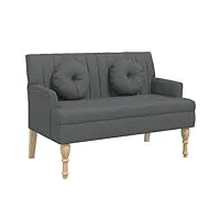 vidaxl banc avec coussins, canapé avec accoudoir et dossier, banquette avec pieds en bois, siège de salon salle de séjour, moderne, gris foncé tissu