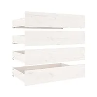 décoshop26 tiroir de lit rangement avec roulettes lot de 4 bois de pin blanc tdl0206815