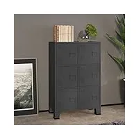 dcraf home furniture coffre de rangement industriel en métal anthracite 75 x 40 x 115 cm