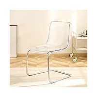 chaise de salle à manger à dossier transparent – chaise en acrylique au design minimaliste avec dos en acrylique transparent, pieds galvanisés – parfaite pour salle à manger, salon, bureau – maison
