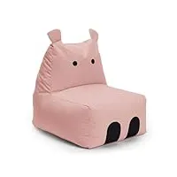 lumaland pouf pour enfant - design animal - hippo animal - pour l'intérieur et l'extérieur - combinable avec les amis de la animal line - 80 x 70 x 65 cm - rose