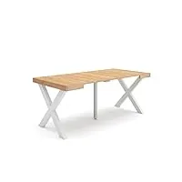 skraut home | table console extensible | console meuble | 180 | pour 8 personnes | pieds bois massif | style moderne | chêne