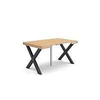 skraut home | table console extensible | console meuble | 140 | pour 6 personnes | pieds bois massif | style moderne | chêne