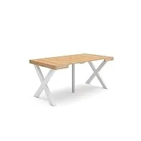 skraut home | table console extensible | console meuble | 160 | pour 8 personnes | pieds bois massif | style moderne | chêne