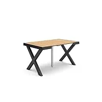 skraut home | table console extensible | console meuble | 140 | pour 6 personnes | pieds bois massif | style moderne | chêne