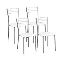 hogar24 es lot de 4 chaises de cuisine | chaises à manger | modèle nova | chaises métalliques | finition gris et blanc | dimensions : 40 cm (largeur) x 41 cm (hauteur) x 85 cm (hauteur)