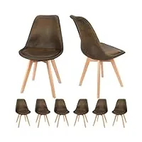 fruogo lot de 8 chaises de salle à manger avec pied en hêtre massif de 30 mm d'épaisseur,le tissu est une imitation daim chaise, chaises de cuisine scandinaves rembourrées chaise rembourrée
