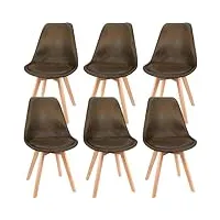 fruogo lot de 6 chaises de salle à manger avec pied en hêtre massif de 30 mm d'épaisseur,le tissu est une imitation daim chaise, chaises de cuisine scandinaves rembourrées chaise rembourrée