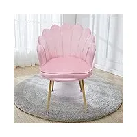 cucummoo fauteuil pour chambre à coucher en velours doux - chaise de loisirs - chaise simple en forme de pétale - pour salon, vanité, maquillage, dressing room hool(rose), erwq12
