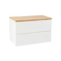 deftrans domodomo - armoire de salle de bain avec plateau - 60 x 50 x 45,8 cm - blanc - armoire suspendue de salle de bain avec plateau en chêne (mode oak craft+ blanc 80 cm)