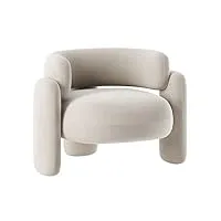 gvqng maison moderne fauteuil tonneau décoratif en velours, confortable et élégant fauteuil club avec siège large et coussin rembourré, tapissé simple chaises de lecture avec canapé,blanc