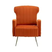 suppneed wingback accent chaise rembourrée en velours simple moderne avec pieds en métal pour salon, chambre à coucher, bureau (orange)