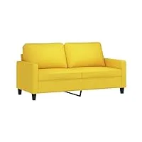vidaxl canapé à 2 places, sofa de salon avec accoudoirs et oreillers de dossier, meuble de salle de séjour intérieur, moderne, jaune clair tissu