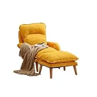 chaise paresseuse avec repose-pieds, chaise longue relax moderne en tissu de lin, fauteuil de salon avec pieds en bois massif et dossier réglable à 5 angles, chaise de lecture for chambre (color : a