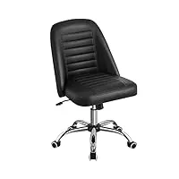 yaheetech chaise de bureau à dossier moyen chaise d'ordinateur en similicuir à roulettes base en métal chromé assise réglable en hauteur siège moderne noir