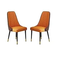 amenas salon mobilier chaises à manger ensemble 2 chaises salle manger avec pieds bois chaises comptoir salon cuisine siège souple rembourré cuir napa moderne dossier haut (color : coffee+orange)
