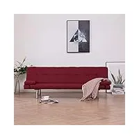 ciadaz canapé-lit avec deux oreillers rouge bordeaux polyester,lit banquette,fauteuil convertible lit,housse de canapé extensible