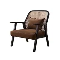 chaises d'appoint fauteuil canapé simple en bois massif pour salon, chaises longues chaises de bureau à domicile chaise de loisirs en rotin pour b&b, balcon, chambre à coucher, tabl