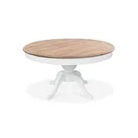 intensedeco sidonie - table ronde extensible en bois 140x190 blanc