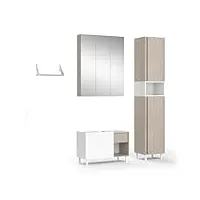 vicco ensemble de meubles de salle de bains arianna greige blanc, design moderne, armoire de toilette miroir armoire sous lavabo étagère murale armoire haute