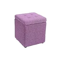 kunyun pouf de rangement rembourré avec couvercle à charnière, carré en coton et lin, repose-pieds, petit cube, repose-pieds-a