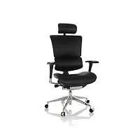 hjh office fauteuil de direction professionnel ergo-u2 l cuir chaise de bureau ergonomique, soutien lombaire flexible, dossier réglable en hauteur, noir 651103