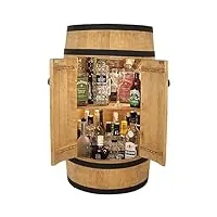 weeco baril en bois avec portes + armoire l.e.d. Étagère pour alcool, porte-bouteilles, porte-vin, bar pour vin, armoire pour vin